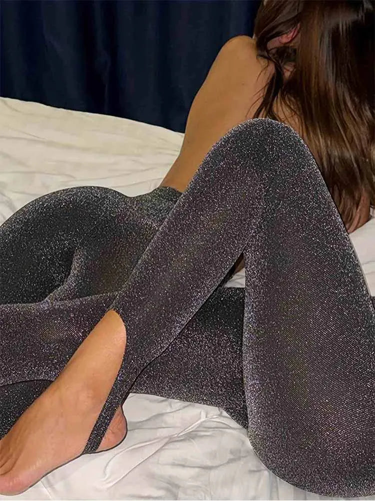 Womens High Stretch Solid Color Knit Leggings Slim Fit