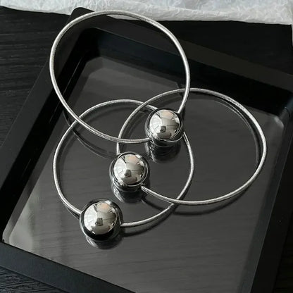 Silver Ball Elastic Hair Ties for Women and Girls - Elegant Bead Ponytail Accessories for Weddings and Parties