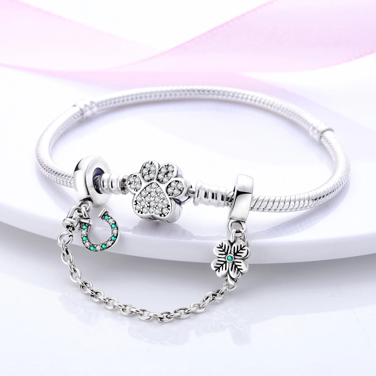 Moonlit Charm Clip 925 Silver Safety Chain Clasp for DIY Bracelets Jewelry for Women and Girls
