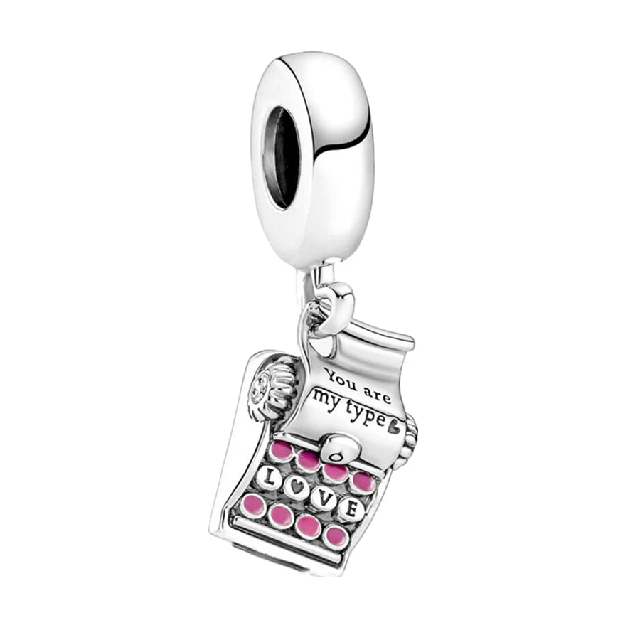 Hot Pink Murano Glass Charm Bead For 925 Bracelet Pendant