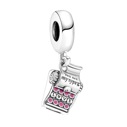 Hot Pink Murano Glass Charm Bead For 925 Bracelet Pendant