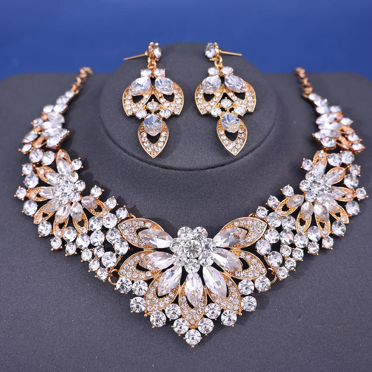 Fashionista Crystal Rhinestone Bridal Jewelry Set - Top-Rated Wedding Accessories for Women gold