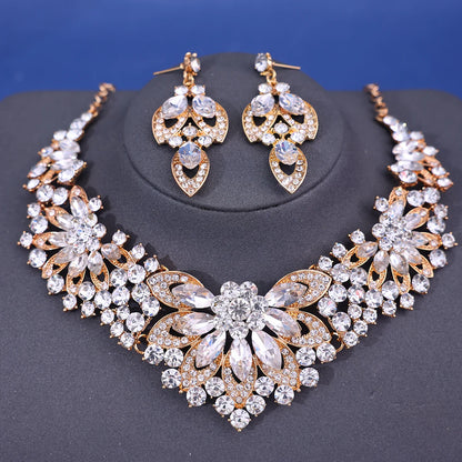Fashionista Crystal Rhinestone Bridal Jewelry Set - Top-Rated Wedding Accessories for Women gold