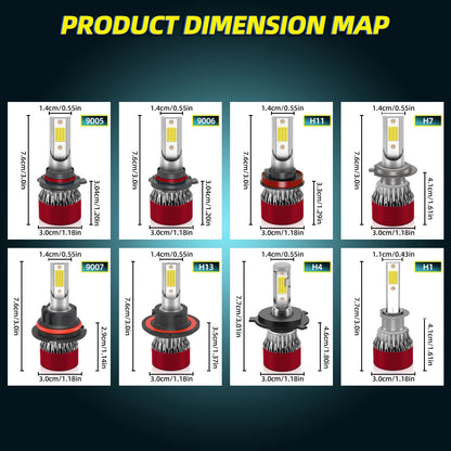 High-Performance H7 LED Headlight Bulbs with COB Chips and Cooling Fan - 6500K Ultra Brightness for Car and Fog Lamps