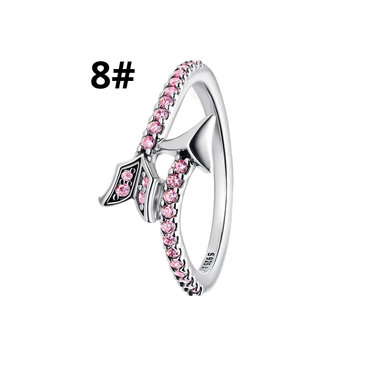 925 Silver Heart Arrow Jewelry Set with Colorful Zircon Sparkling Ring Earrings and Necklace Valentines Day Gift for Women