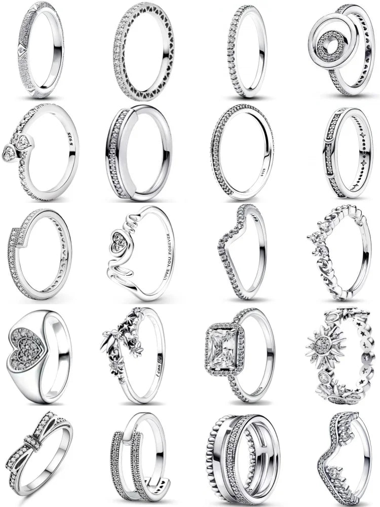 European 925 Silver Heart-Shaped Ring for Women Available in Sizes 6 7 8 9 Exquisite High-Quality Jewelry for Weddings and Parties
