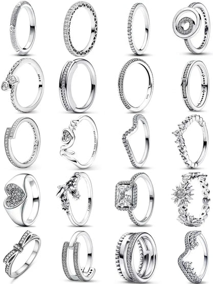 European 925 Silver Heart-Shaped Ring for Women Available in Sizes 6 7 8 9 Exquisite High-Quality Jewelry for Weddings and Parties