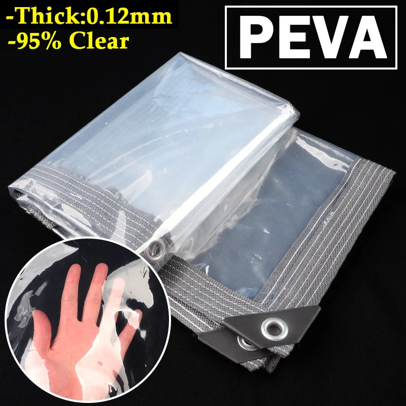 Clear Outdoor Tarpaulin Pergola Curtain Transparent PEVA Rainproof Window Film for Home Weather Protection