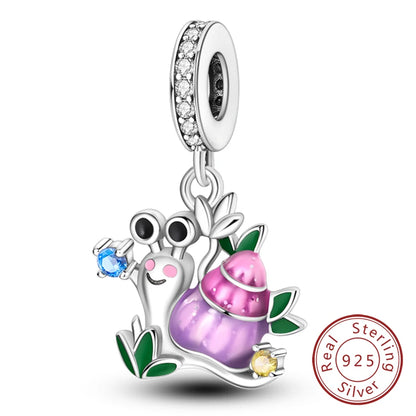 Glowing Firefly Butterfly Charm Bead 925 Sterling Silver Pendant for Bracelets KTC1032