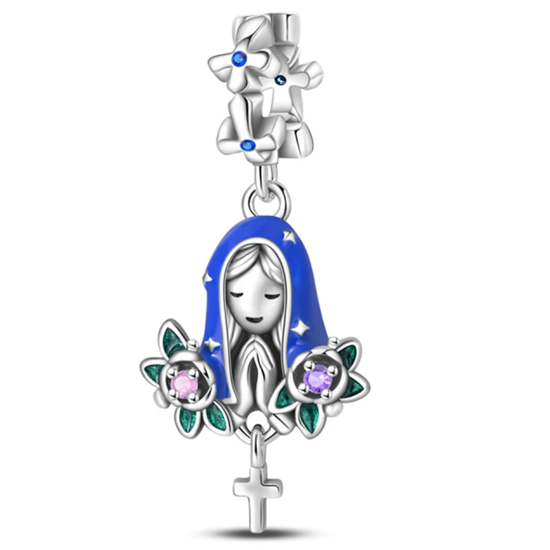 925 Sterling Silver Luminous Lantern Angel Cat Charm