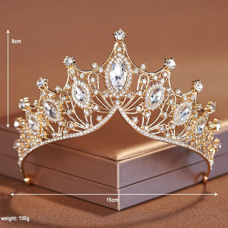Bridal Elegance Crystal Tiara - Dazzling Silver Crown for Weddings Gold