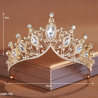 Bridal Elegance Crystal Tiara - Dazzling Silver Crown for Weddings Gold