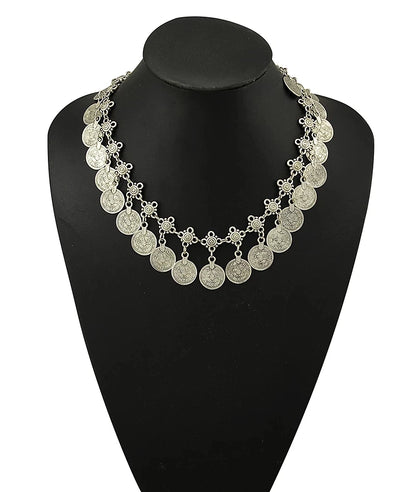 Indian Vintage Coin Tassel Choker Necklace for Women Ethnic Boho Jewelry Gift