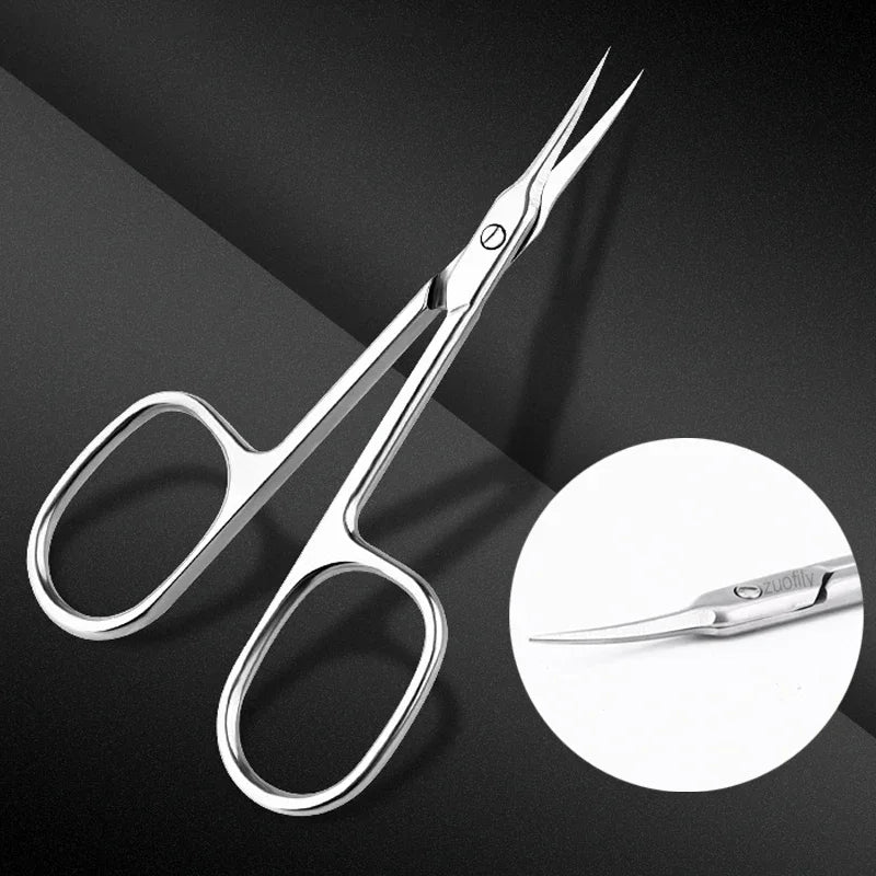 Stainless Steel Curved Tip Thin Blade Cuticle Scissors Nail Clippers Trimmer