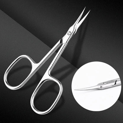Stainless Steel Curved Tip Thin Blade Cuticle Scissors Nail Clippers Trimmer