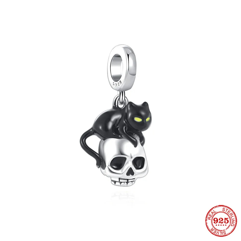 Sterling Silver Paw Print and Bone Charm Bead for Pet Bracelet Jewelry B1901