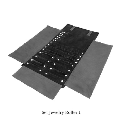Elegant Velvet Travel Jewelry Organizer Roll For Necklaces Bracelets Rings