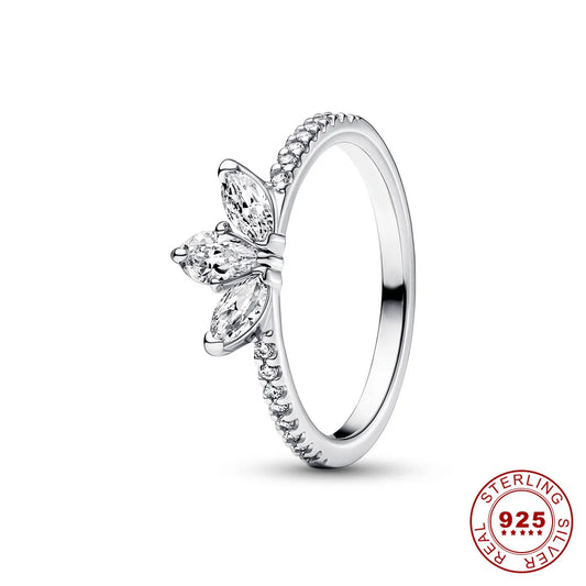 Crown 925 Sterling Silver Stackable Ring with Shiny Zircon for Women in Rose Gold - Elegant Fashion Jewelry for Weddings and Special Occasions PAR315