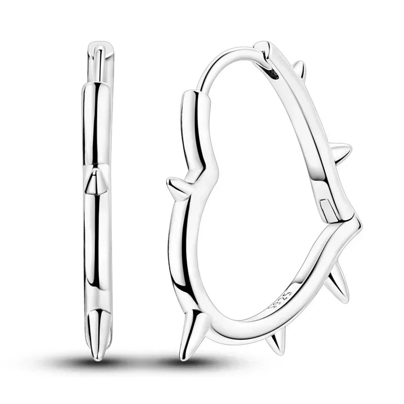 Luxury 925 Sterling Silver Chunky Hoop Earrings with Big Heart Zircon Accents for Women Wedding Party Jewelry Gifts