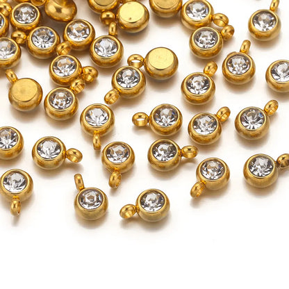Colorful Crystal Stainless Steel Charms Set for DIY Jewelry Making