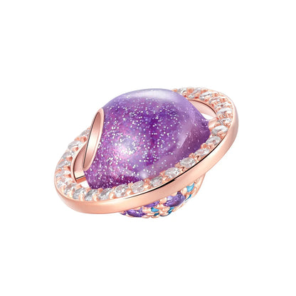 Sparkling Purple Jellyfish Sterling Silver 925 Charm Bead Birthday Pendant for DIY Bracelet Jewelry
