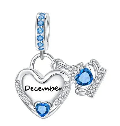 Sparkling Birthstone Heart Charm 925 Sterling Silver Pendant Bead for Mom DIY Jewelry Gift