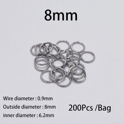 Stainless Steel Jump Rings Open Loops for DIY Jewelry Making 30 to 200 Pieces 0.9 x 8mm 200pcs