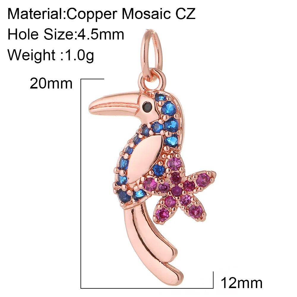 Charming Gold Moon Flower Bird Pendant for DIY Jewelry Making