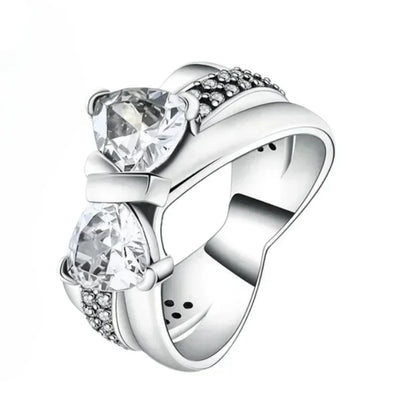 Original 925 Sterling Silver Heart Crown Bow Moon Shell Colorful Crystal Ring for Women Fine Jewelry Gift XR185