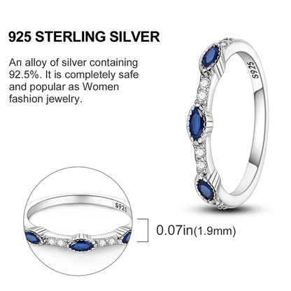 Blue Zircon Evil Eye Ring in 925 Sterling Silver for Women - Sparkling Palm Star Moon Wedding Jewelry Gift LKTR198
