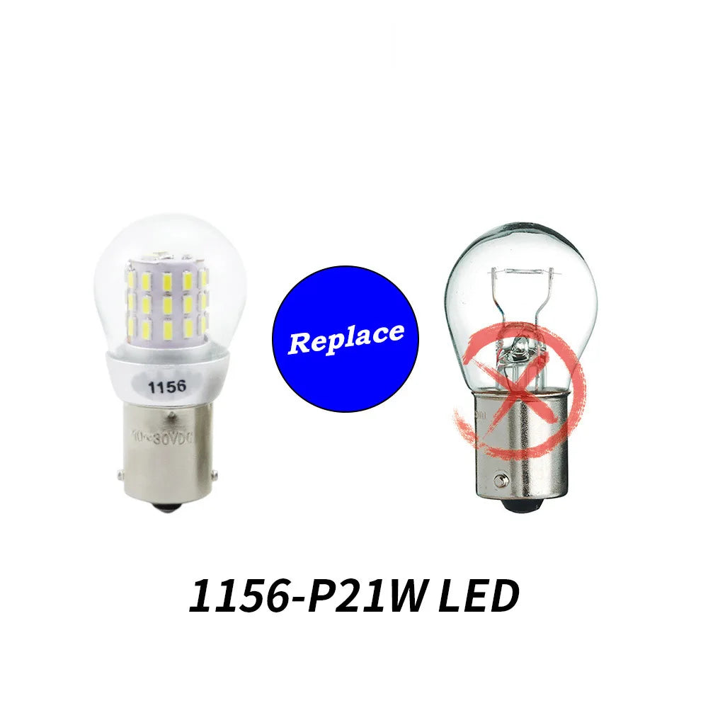 Car LED Bulb P21W and P21/5W 1156 1157 12-24V 6000K White to Amber Error Free Fog Light Side Marker Lamp for Automobiles
