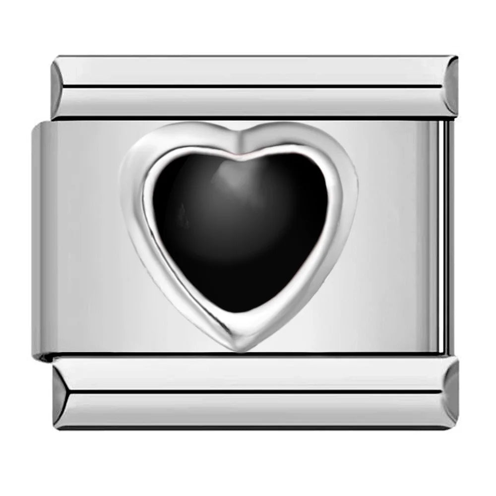 Y2K Charm Italian Style Stainless Steel DIY Bracelet with Black Flower Star Butterfly Heart Links