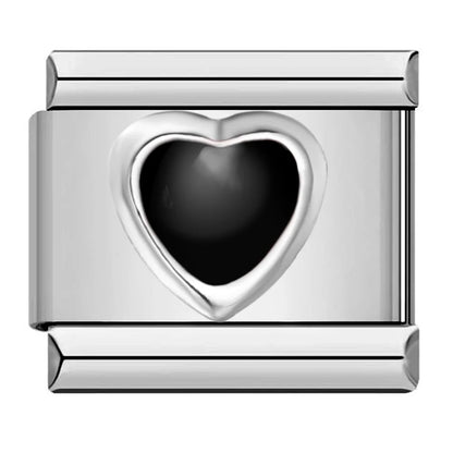 Y2K Charm Italian Style Stainless Steel DIY Bracelet with Black Flower Star Butterfly Heart Links