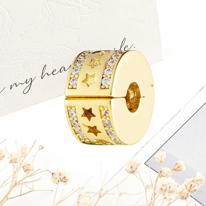 Sparkling Gold Safety Chain Infinity Snake Charm Beads