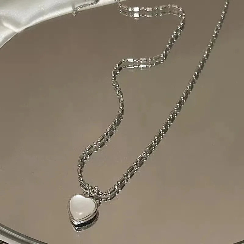 Y2K Purple Crystal Heart Pendant Necklace for Trendy Women AY5680901AY