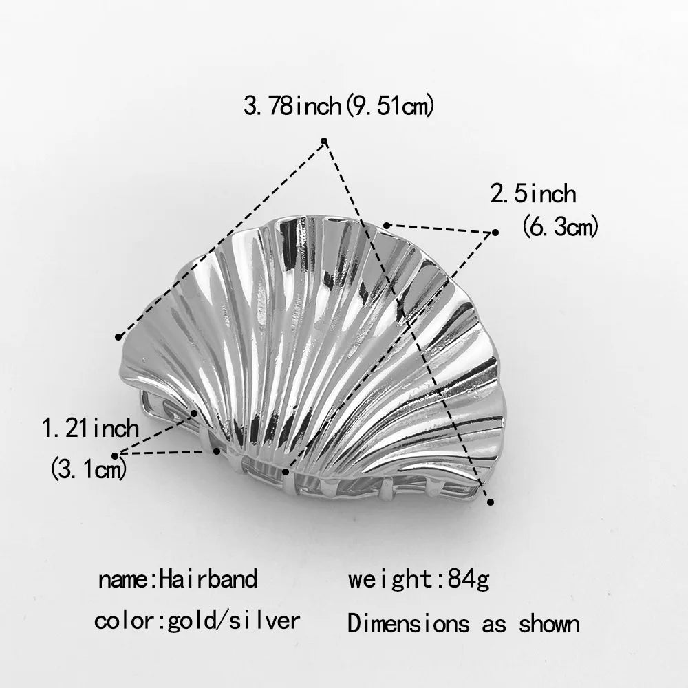 Trendy Metal Shell Shape Hair Claw Clips for Women Girls Fashion Accessories