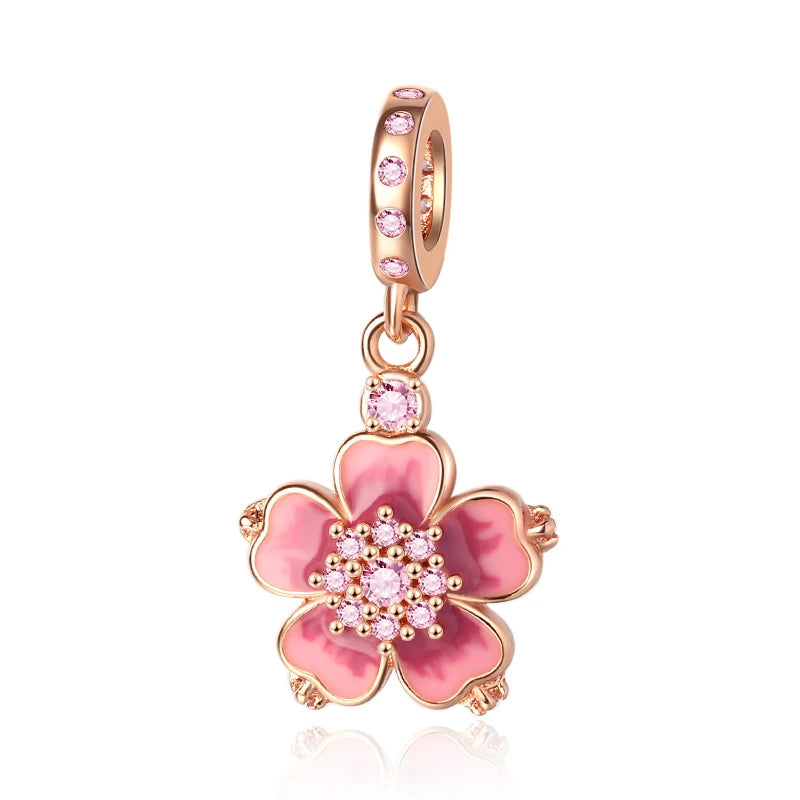 Hot Pink Murano Glass Charm Bead For 925 Bracelet Pendant