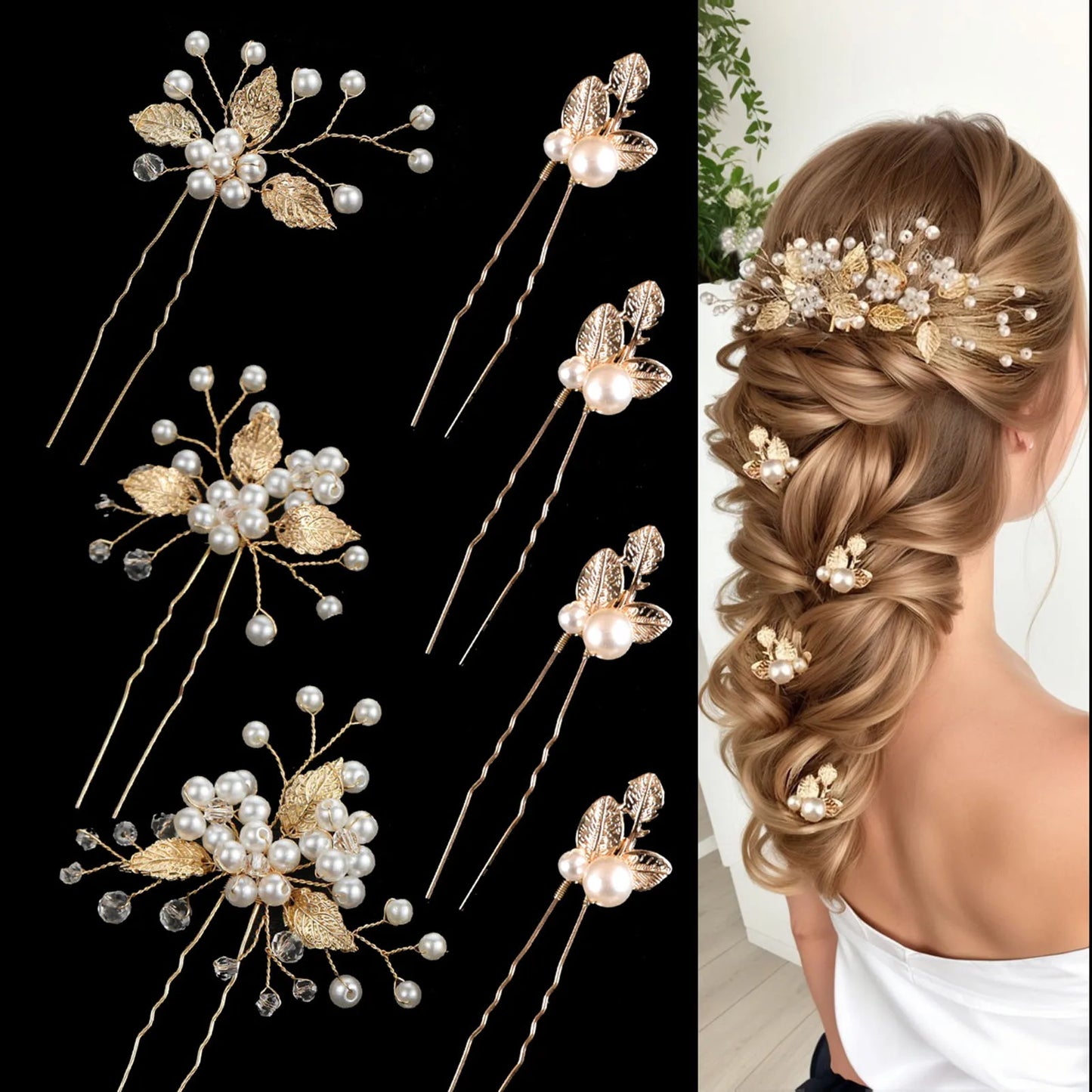 Elegant Pearl Flower Wedding Hairpin Comb Set for Brides