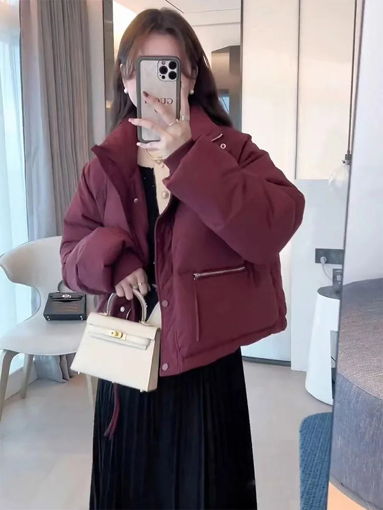 Women's Winter Short Padded Cotton Stand Collar Puff Coat