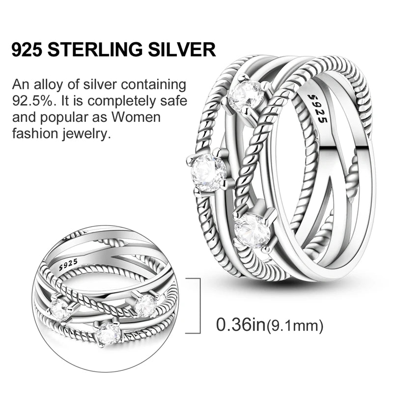 New 925 Sterling Silver Heart Shaped Zircon Starmoon Ring for Women Fine Engagement Wedding Jewelry Gifts SER231