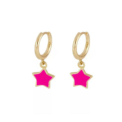 Rose Red Zircon Hoop Earrings for Women Minimalist Dangle Party Jewelry Trend 2025