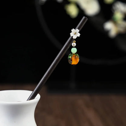 Vintage 2024 Wooden Hair Stick With Tassel Chinese Winding Flower Hairpin