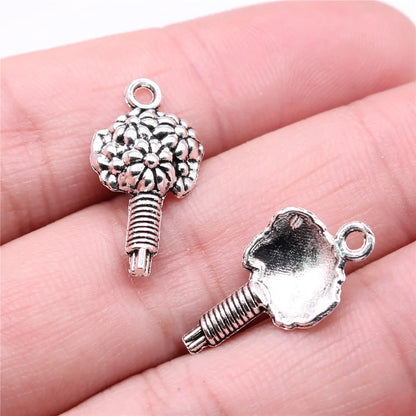 20Pc Antique Silver Sunflower Daisy Charms For Bracelets