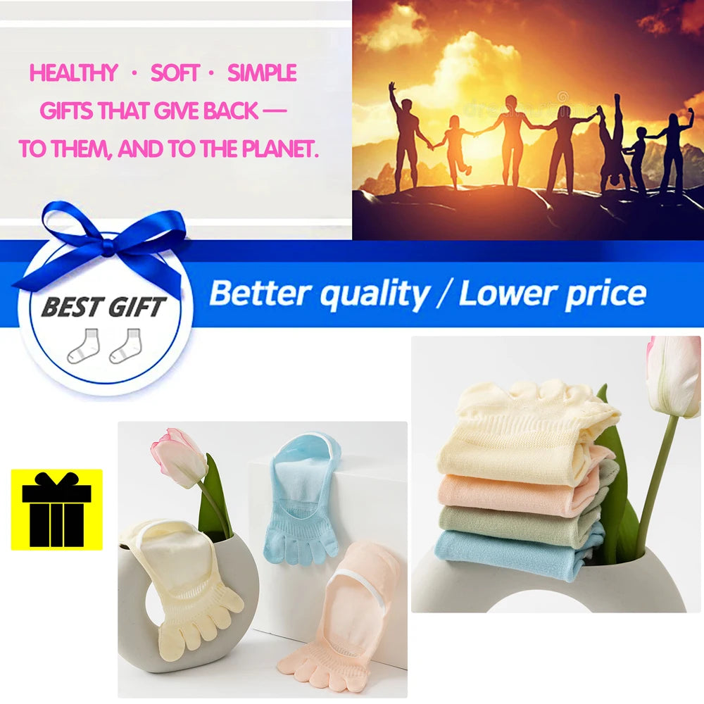 6 Pairs Cooling Mint Toe Socks For Women Non Slip Ankle