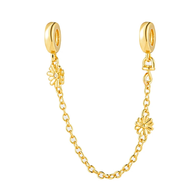 Golden Dragon Double Heart Dangle Charm Bead For 925 Bracelet