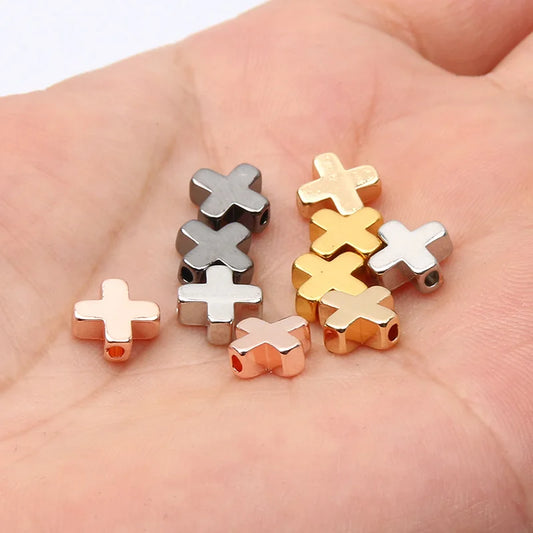 Gold Color Copper Cross Beads Set for DIY Jewelry Making and Accessories