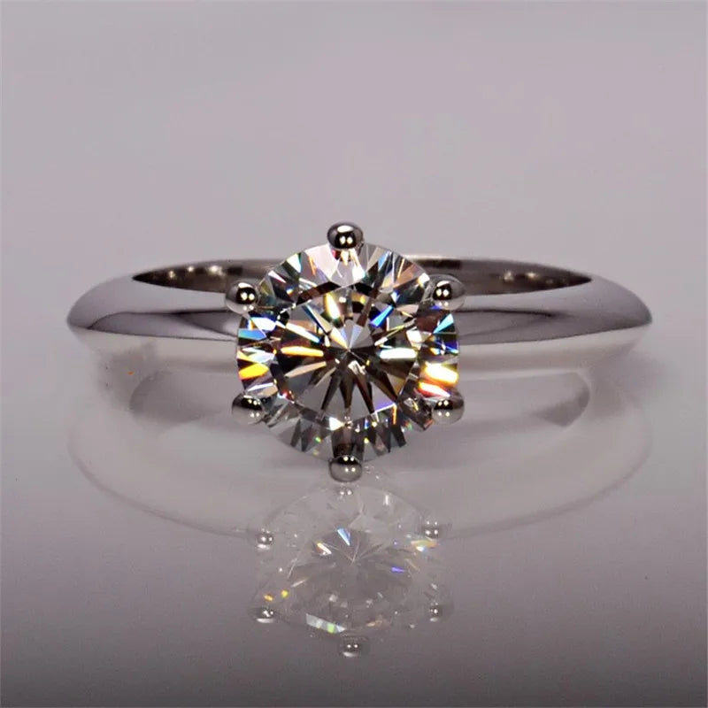 Classic Lady Lab Diamond Ring in 925 Sterling Silver Elegant Bridal Engagement Jewelry Gift for Women Style 10