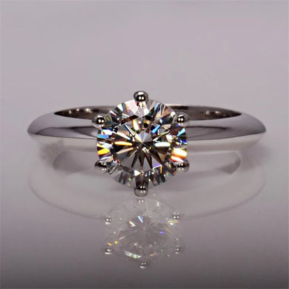 Classic Lady Lab Diamond Ring in 925 Sterling Silver Elegant Bridal Engagement Jewelry Gift for Women Style 10