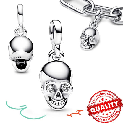 Elegant 925 Sterling Silver Pearl Heart Key Pendant for Bracelets and Necklaces FCC227