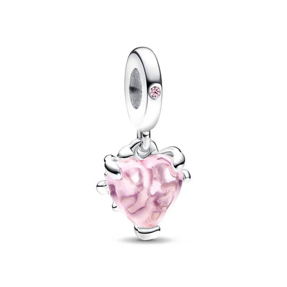 European 925 Sterling Silver Pink Charm Bead for Mother's Day Jewelry Gift for Women